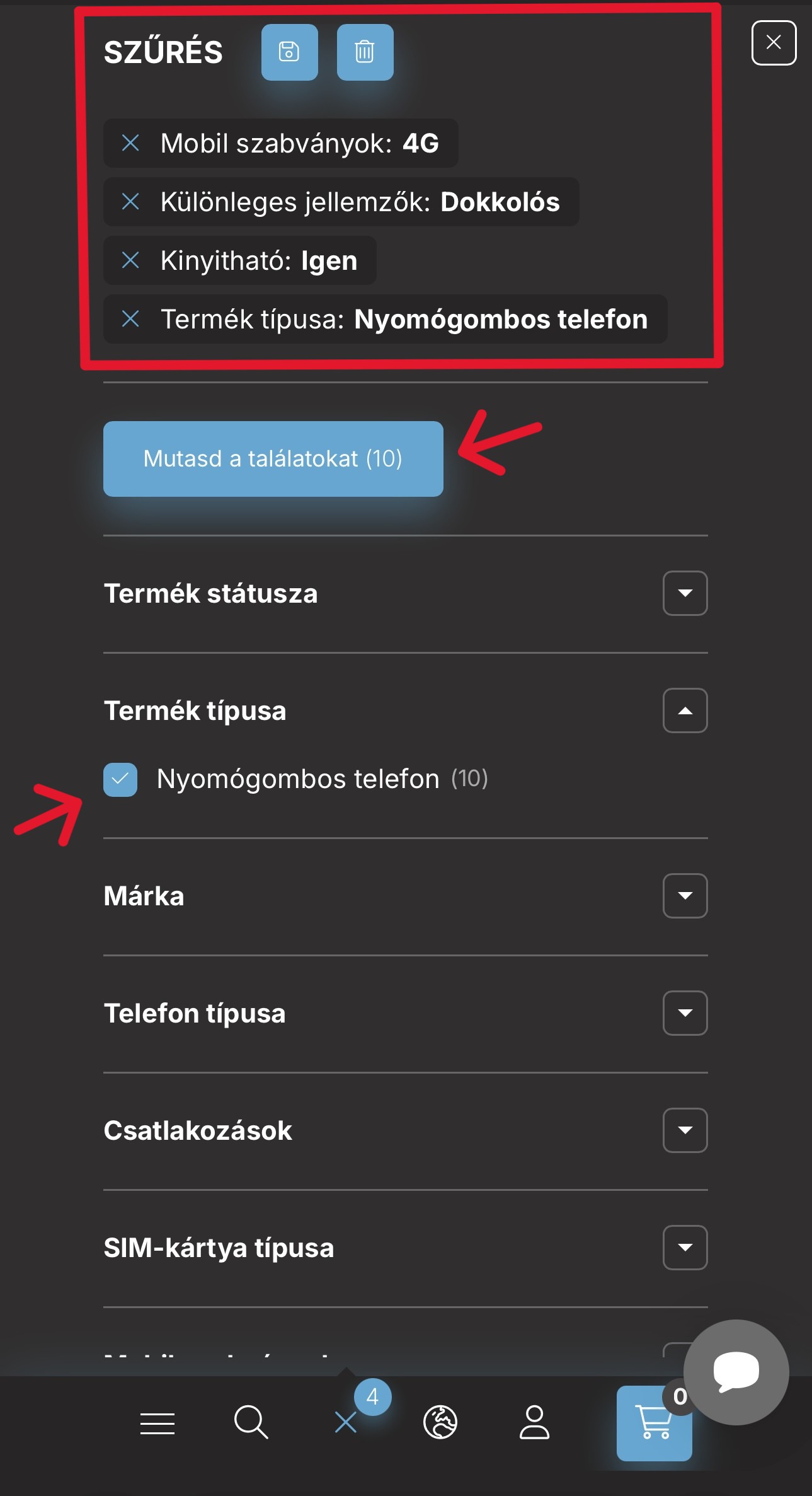 Szűrő alkalmazása telefonon 1
